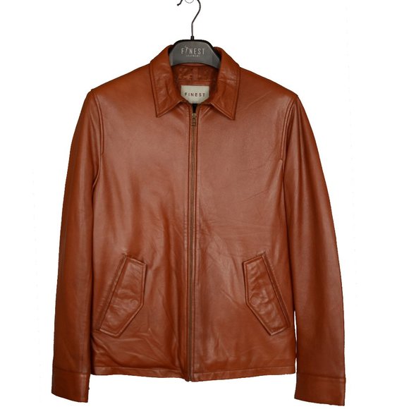 Downtown - Dark Brown Lambskin Leather Jacket for Men - Picture 1 of 5